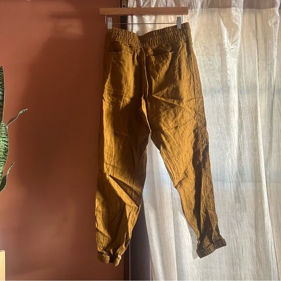 Athleta Cabo Linen Jogger Toasted Ochre Gold Burnt Orange Athleisure Size 4 - Picture 5 of 9